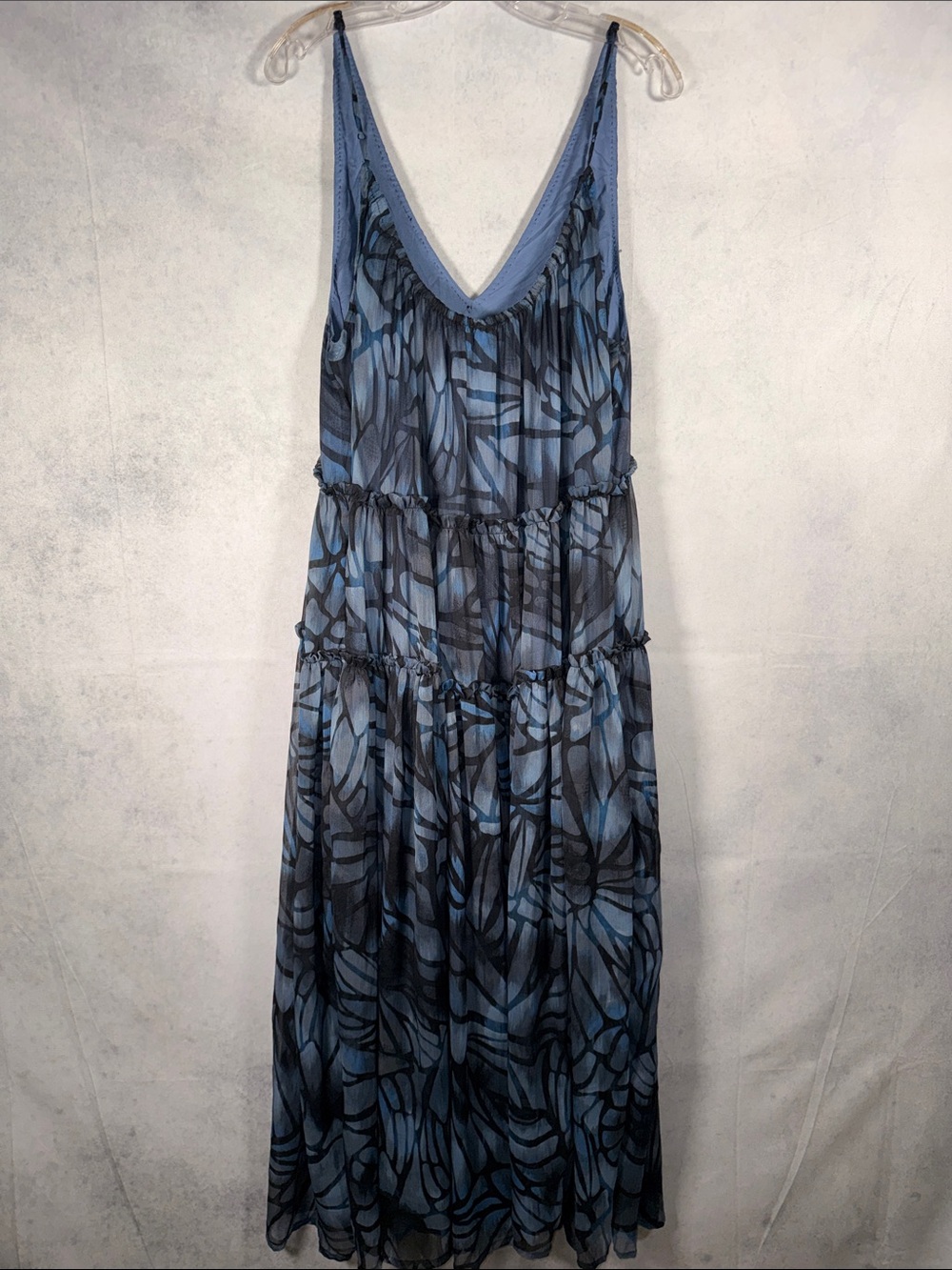 Free People Blue Patterned V-Neck Tiered Maxi Dress - Picture 3 of 4